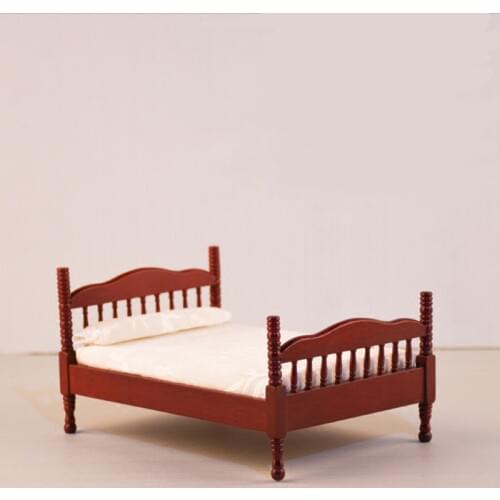 Doub K 1:12 Dollhouse Miniature simulation bed Wooden Furniture toy kawaii bedroom pretend play toys for children girls dolls