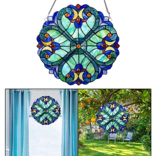 Multicolor Stained Glass Window Panel Sun Catcher Hangings Decoration for Home Garden Living Room Ornament Brithday Gift