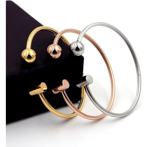 Fashion Stainless Steel Better Hollow hose ball cylindrical Bangle Bracelet Rose Gold Color Woman Lady Party Wedding Gift
