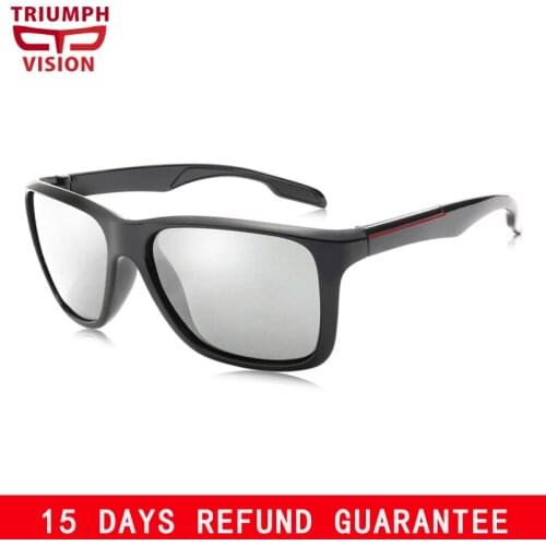 TRIUMPH VISION Photochromic Lens Sunglasses Men Clear To Dark Driving Shades Square Matte Black Sun Glasses for men Gafas