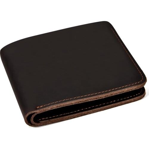 POOLOOS Simple Design Leather Short Wallet For Men Male Real Cowskin Short Card Purse Mini Mens Slim Purse Men Wallet Thin