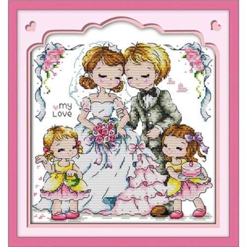 Intimate lovers cross stitch kit cartoon wedding 14ct 11ct count print canvas stitching embroidery DIY handmade needlework