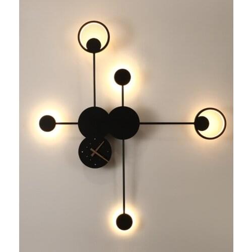 Nordic Modern LED Wall Lamp Simple Living Room Wall Light Bedroom Bedside Wall Sconce Wall Clock Decor Lamp Creative Luminaire