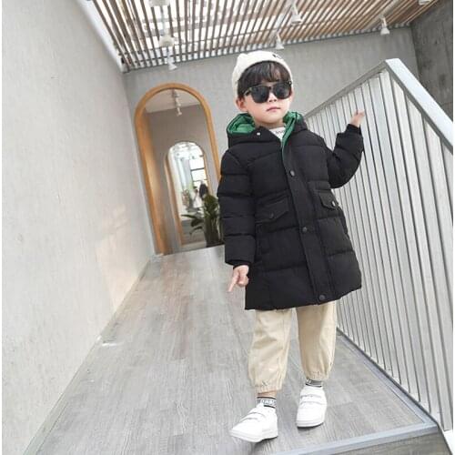 New Childrens Down Padded Jacket Boys And Girls Mid-Length Cotton-Padded Jacket Hooded Padded Jacket 4-8 Years Old
