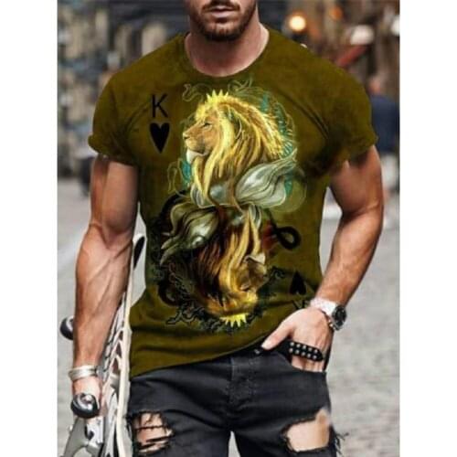 2021 Summer New Mens Fashion Street Personality 3d Printing T-shirt Large Size Comfortable Round Neck Short-sleeved T-shirt