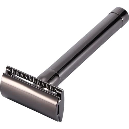 YINTAL New Stainless Steel Mens Manual Double Edge Razor Safety Razor Classic Manual Metal Handle Blades Shaver Gun-Black