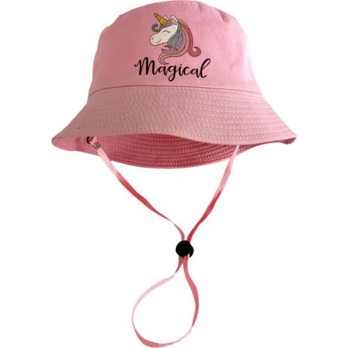 Girls bucket hat unicorn hats cap accessories girls summer sun fishing hat cap for kids Windproof rope mommy and me bonnets