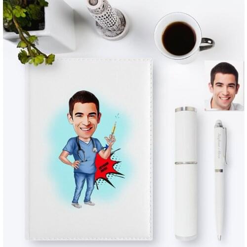 Personalized Mr Hemşir Cartoon 2020 Leather Organizer & Pen Gift Set-1