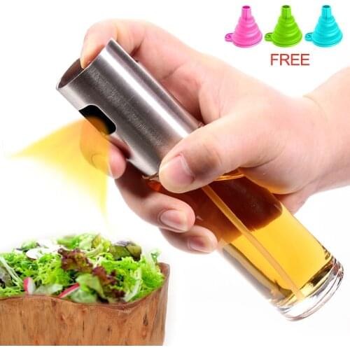 Olive Oil Sprayer for BBQ, Frying, Salad, Baking -Stainless steel Sprayers Glass Bottle - Food-grade Cooking Spray