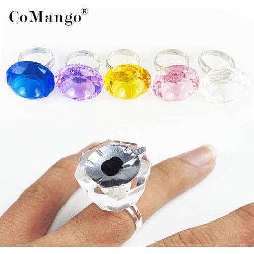 CoMango 1pcs Adjustable Glue Ring Crystal Finger Ring High Quality Natural Mink Eyelash Finger Ring Pallet Holder Makeup Tool