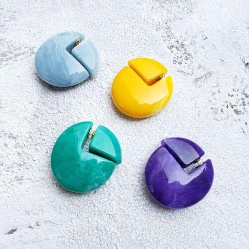 Cake pie chunky Resin earring for women yellow green blue purple plastic earring summer harajuku style y2k jewelry