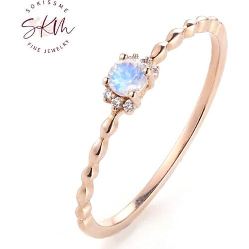 SKM designer moomstone rings for women 14k rose gold vintage designer Engagement rings designer Promise Luxury Fine Jewelry