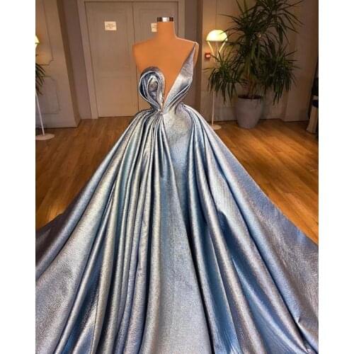 Light Blue Glitter One Shoulder Prom Dresses 2021 Ball Gown Long Formal Evening Party Dress Celebrity Gown платья знаменитостей