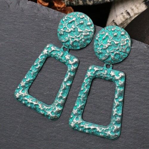 Vintage Exaggerated Geometric Irregular Retro Metal Earrings for Women Statement Ear Jewelry Gifts