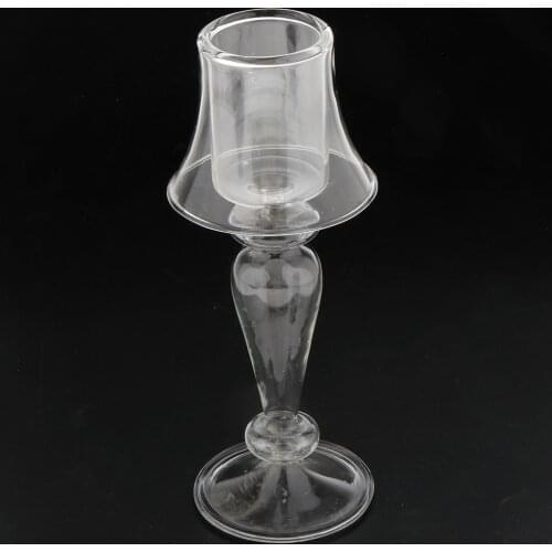Vintage Candlestick Table Lamp Shape Glass Candelabra Tea Light Holder Clear Candle Holder for Home Decor Wedding Centerpiece