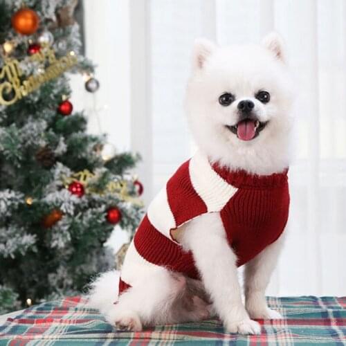 Pet Dog Stripe Knitted Sweater Comfotable Warm Puppy Winter Coat Dogs Jacket Pets Christmas Clothes