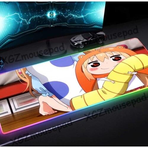 XGZ Anime Cute Loli Pillow HD Custom Large RGB Gaming Mouse Pad Black Lock Edge Computer Keyboard Desk Mat Speed Rubber Non-slip