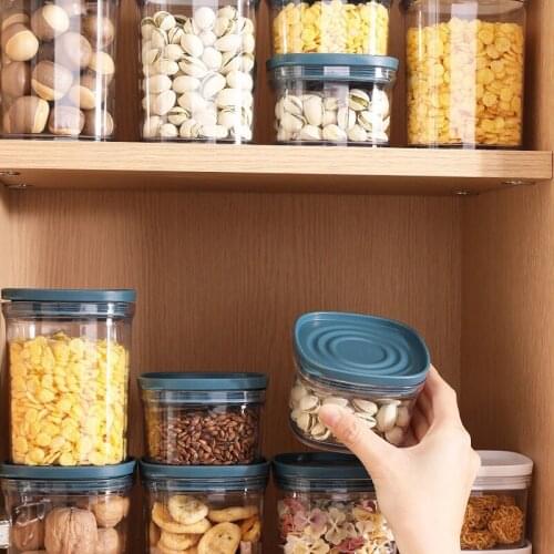 Food Storage Box Plastic Transparent Sealed Cans Multi-grain Tanks Tea Grain Holder Cereal Jar with Lid Kitchen Fridge Organizer