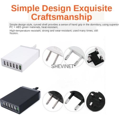 50W QC3.0 USB 6 Port Phone Charger for iphone for huawei Mobile Phone Chargers Accessories Multi USB Charger quick fast Charging