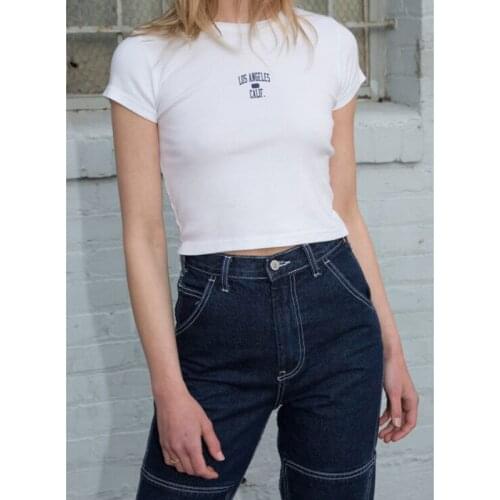 2021 Womens Summer Elasticity T Shirt Women Cute Cropped Tops Tees Short Sleeve O-neck Female Casual Kawaii Ladies T-Shirt