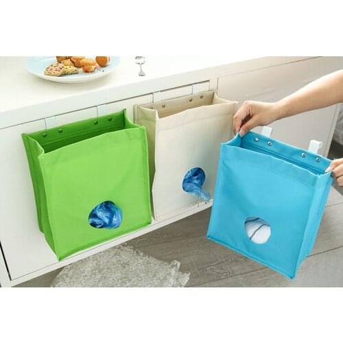 1PC 420D Nylon Garbage Rubbish Bags Hanging Kitchen Packing Shopping Bag Trash Can Household Cleaning Tools OK 0196