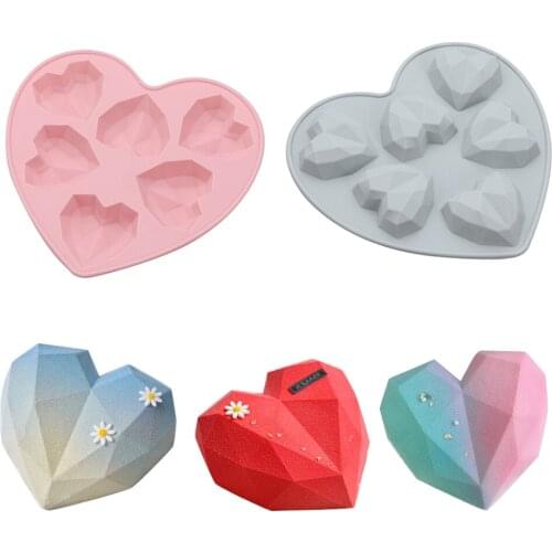 1PC 9 Cavity Bright Heart Epoxy Pendant Mirror Craft Love Gift Jewelry Making Resin Casting Silicone Molds Baking Tool
