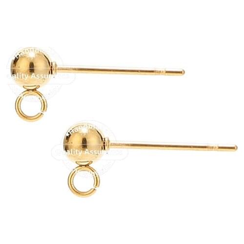 10pcs Stainless Steel Gold ball Stud Earring Posts Hypoallergenic DIY Earring Components For Earrings Making