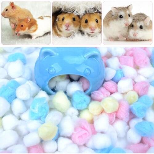 100Pcs/pack Pet Winter Warm Cotton Balls Suppliers Hamster Bedding Safe Bedding Guinea Pig Golden Bear Skim Cage House Filler