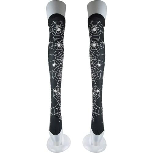 12pair Halloween Party Skeleton Skull Spider Web Socks Carnival Dance Performance Dress Up Spider-web Printing Stockings