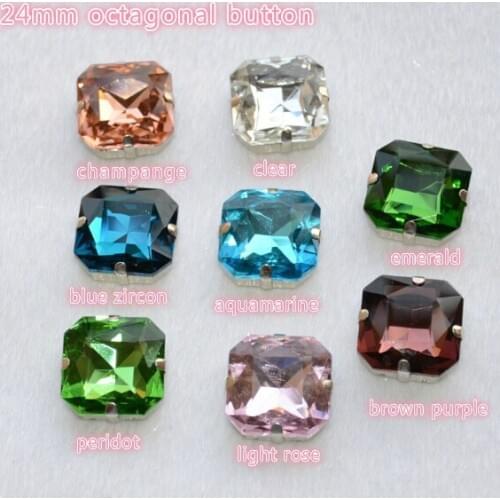 12pcs/lot 24mm Square stones and Crystals Sew On beads 4 holes Sewing Crystal with claw Settings
