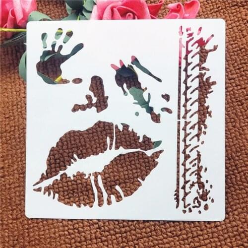 13*14CM Love Mold Shield DIY Cake Scrapbook Stencils Hollow Embellishments Printing Lace Ruler Valentines Day