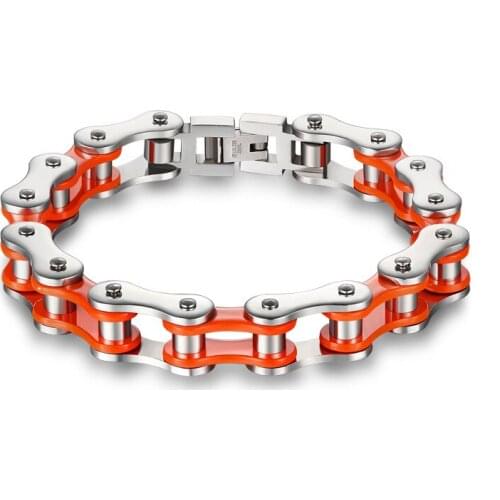 2018 Stylish Stainless Steel Multi Color Cycling Biker Chain Mens Bracelet Trendy Jewelry
