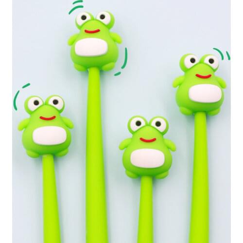 24PCS Cute Silicone Gel Pens Cartoon Cute Big Eye Frog Creative Signature Pen Quick Dry Water Pen Stationery School Supplies