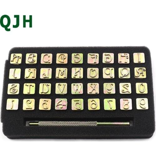 36 pcs/sets English alphanumeric leather stamp tool set metal stamping handmade leather tools DIY leather craft alphabet stamp