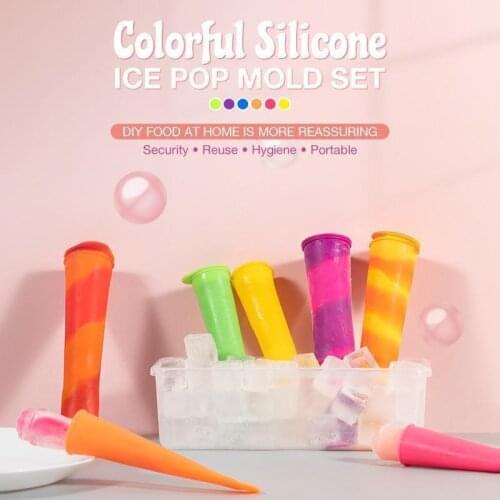1 SET Ice Cream Mold Maker Food-Grade Silicone Frozen Ice Pop Mold Kitchen DIY Tool Random Color