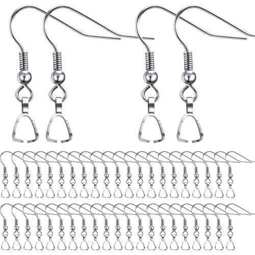 50pcs French Earring Hooks Wire Ear Ball Hooks with Pendant Clasp for Jewelry Earring Making Crafts DIY,Silver