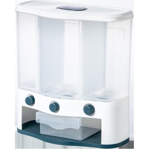 6L Wall Mounted Separate Rice Bucket Cereal Dispenser Moisture Proof Plastic Automatic Racks Sealed Metering Food Storage Box
