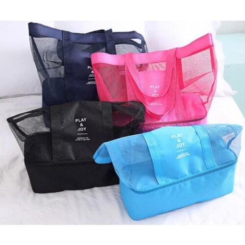 64*37cm Womens Mens Sports Mesh Tote Bag Casual Large Capacity Handbags Handle