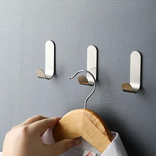 8 Pcs Hooks Self Adhesive Home Kitchen Wall Door Stainless Steel Holder Hook Hanger Hooks For Hanging Dropshipping