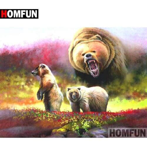 HOMFUN 5D DIY Full Diamond Embroidery "Animal bear" Diamond Painting Cross Stitch Rhinestone Home Decoration A19528