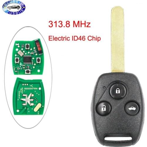 Car Key 3 Button Remote Key Fob 313.8MHz with Electric ID46 Chip for Honda Accord Civic 2008-2012