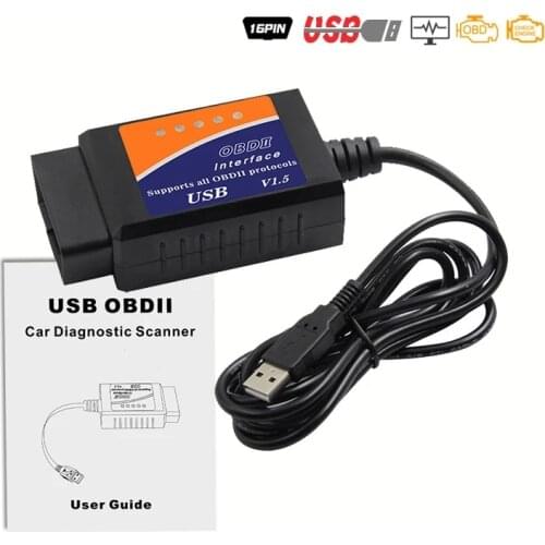 Auto Code Reader OBD/OBDII OBD2 Scanner ELM327 USB Car Diagnostic Tool Interface Interface V1.5 Version for Engine Fault Code
