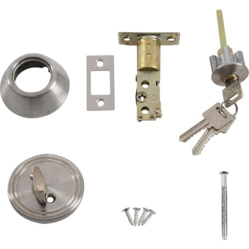 Home Door Locking Security Single Cylinder Deadbolt Lock Silver Tone