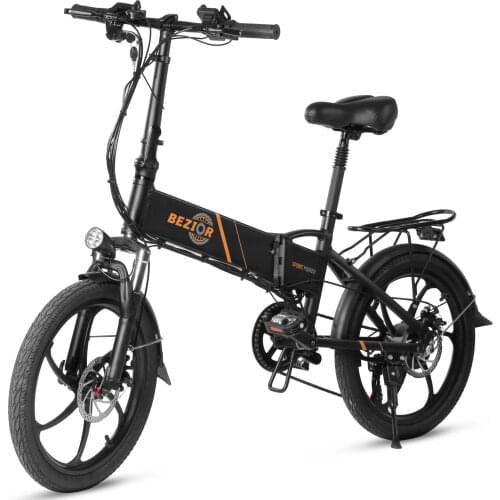 BEZIOR 20 Inch Folding Electric Bike 350W 10.4AH 35km/h Electric Mountain Bike Bicycle 7 speed Multi-Mode E-Bike Men/Women
