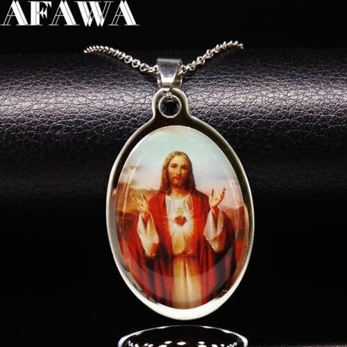 Christian pendant Catholic Religious Stainless Steel Pendant Necklaces Jewelry Jesus Statement Necklace colar gargantilha N69214