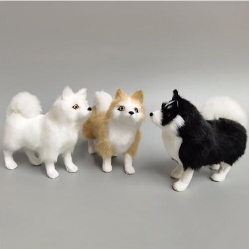 Simulated Fur Plush Dogs Doll Models Decorative Desktop Ornaments Kids Toys For Wedding Gifts Photography Props Home Decoration