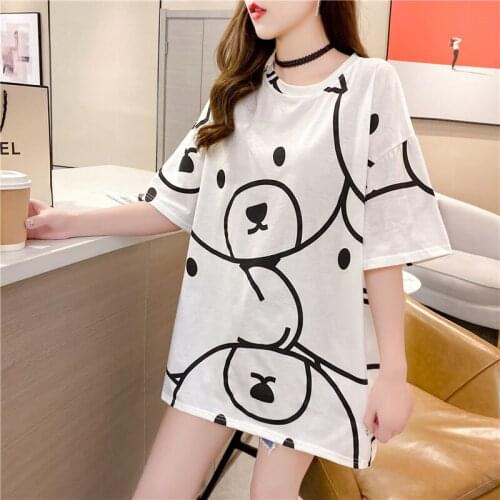 Kawaii Women T-shirt Japanese Oversized Cartoon Short-sleeved T Shirt Casual Harajuku White Tops Ulzzang Summer Vintage Clothing