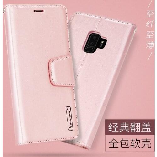 Hanman Sheepskin Leather Case For Samsung S7 edge S8 S9 Plus Note8 Cover Flip Book Card Holder Stand Wallet Cases with Card Slot