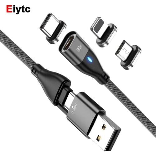 Eiytc 100W USB C To USB Type C Cable PD Magnetic Charging Cable 5A Magnet Quick Charger Data Cord Mobile Phone 6 in 1 usb c Wire