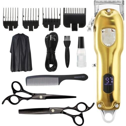 VGR Hair Trimmer USB Rechargeable Hair Clipper Haircut Machine Oilhead Clipper White Hair Carving Clipper Beard Trimmer LCD